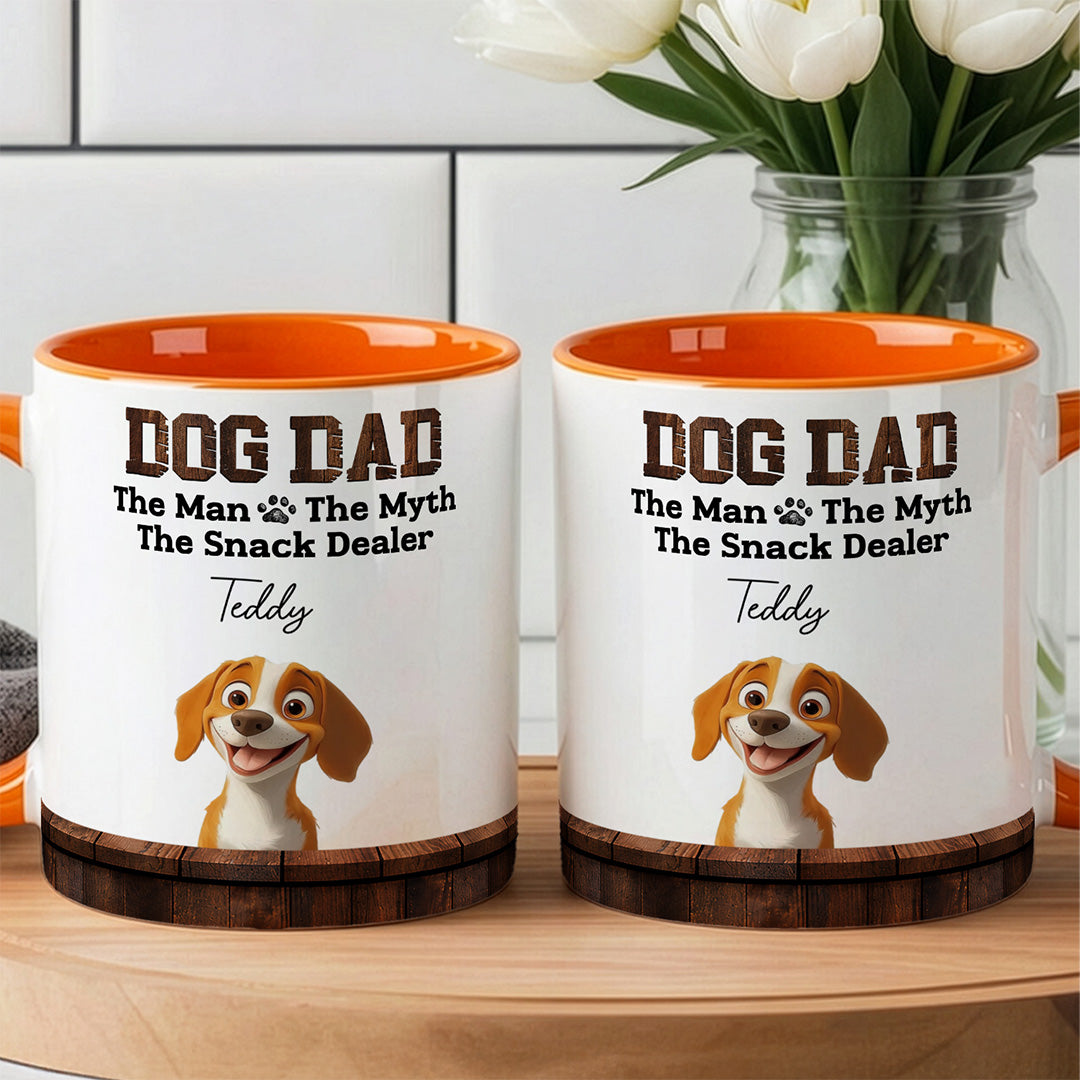 UPST115 Dog Dad The Man The Myth The Snack Dealer - Personalized White Mug Accent Mug