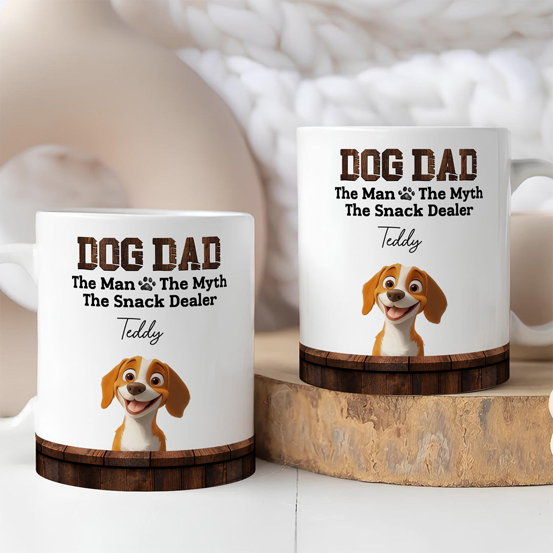 UPST115 Dog Dad The Man The Myth The Snack Dealer - Personalized White Mug Accent Mug