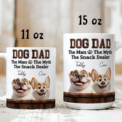 UPST115 Dog Dad The Man The Myth The Snack Dealer - Personalized White Mug Accent Mug