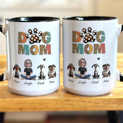 UPST118 Dog Mom Leopard Pattern - Personalized White Mug Accent Mug