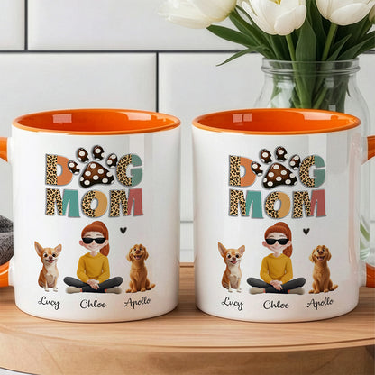 UPST118 Dog Mom Leopard Pattern - Personalized White Mug Accent Mug