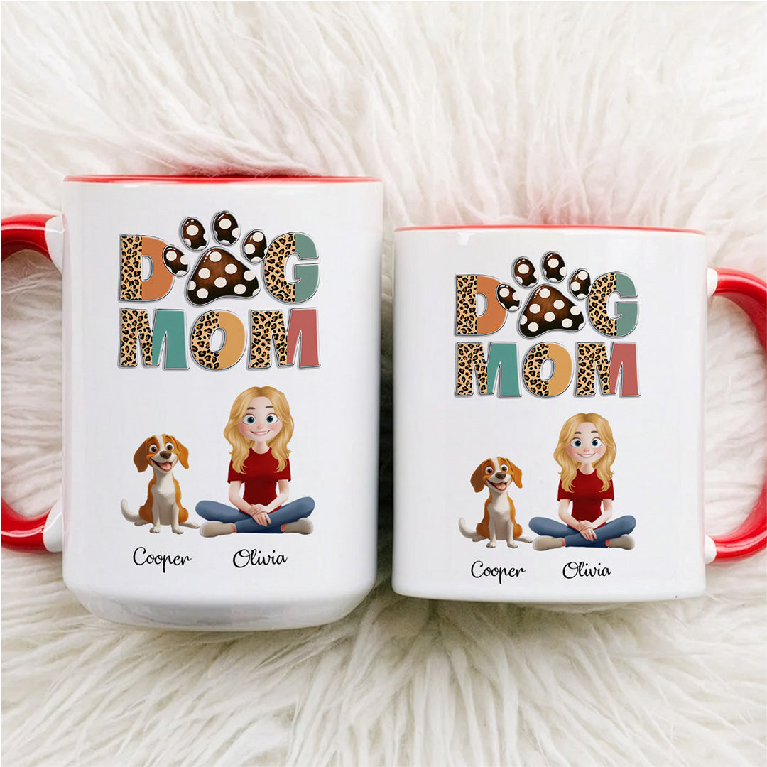 UPST118 Dog Mom Leopard Pattern - Personalized White Mug Accent Mug
