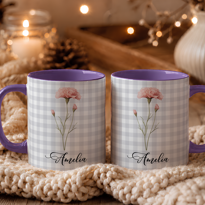 VPST75 Birth Flower Custom Name - Personalized White Mug Accent Mug