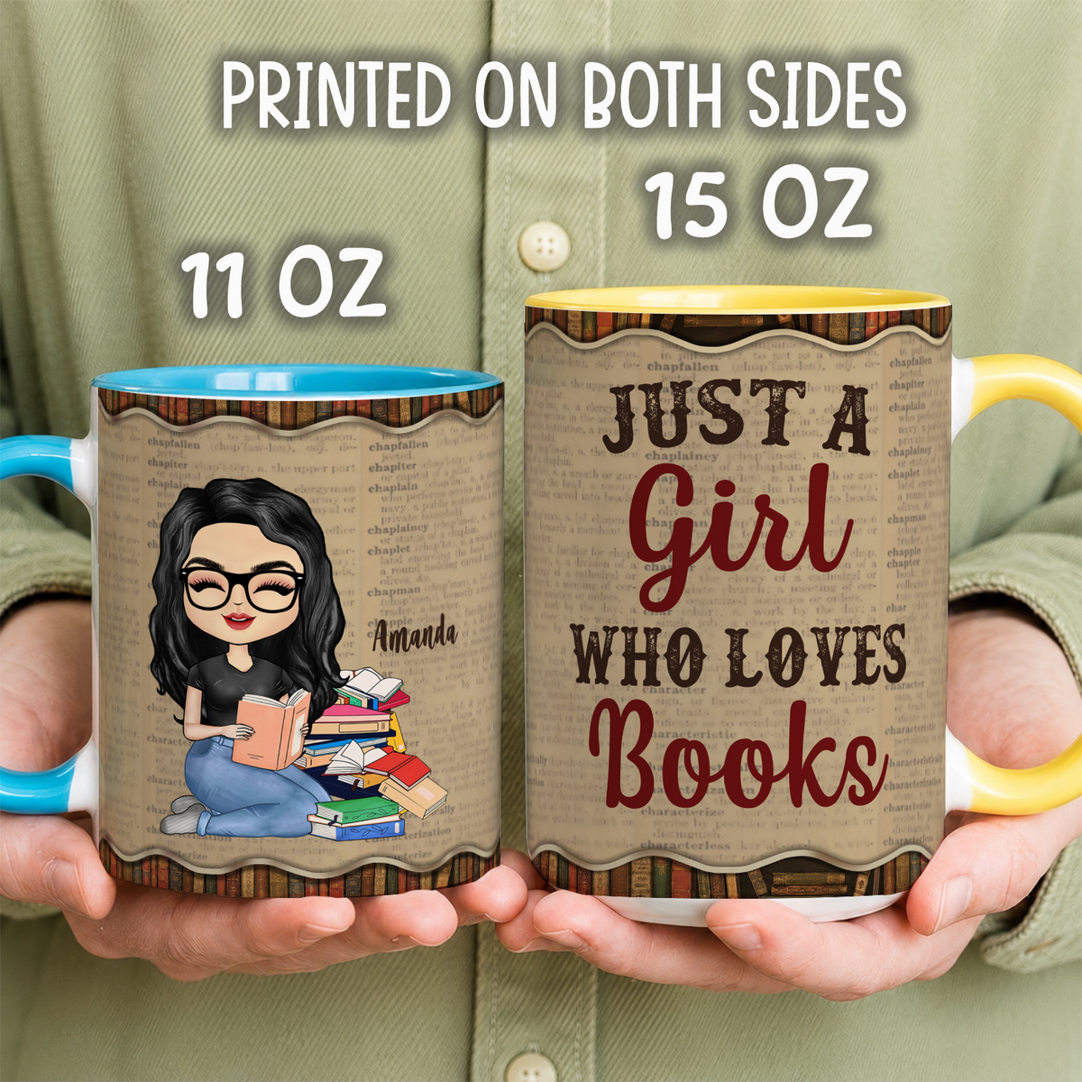 APST09 Just A Girl Who Loves Books - Personalized White Mug Accent Mug