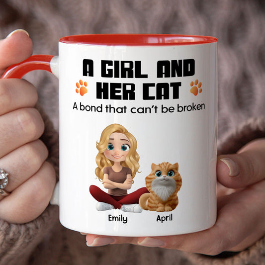 PSTM18 A Woman And Her Cat - White Mug Accent Mug