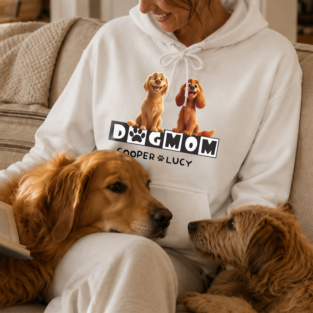 UPST120 Dog Dad Dog Mom Cartoon - Personalized T-shirt Hoodie