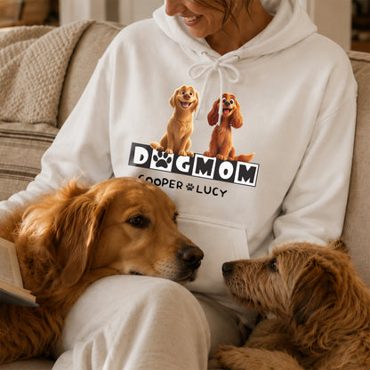 UPST120 Dog Dad Dog Mom Cartoon - Personalized T-shirt Hoodie