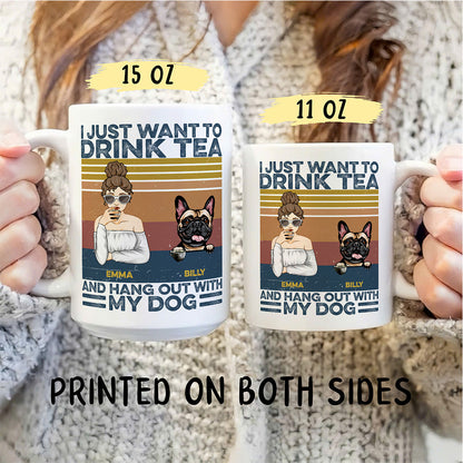 UPST121 I Just Want To Drink Beer Coffee Tea And Hang Out With My Dogs - Personalized White Mug Accent Mug