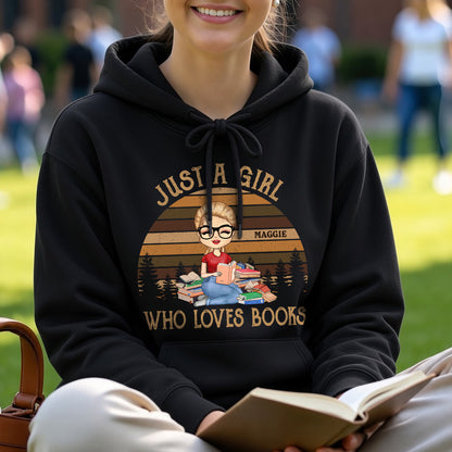UPST128 Just A Girl Who Loves Books - Personalized T-shirt Hoodie