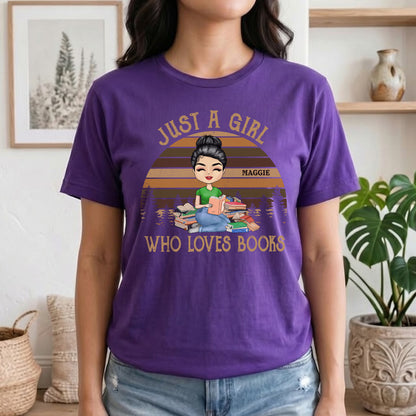 UPST128 Just A Girl Who Loves Books - Personalized T-shirt Hoodie