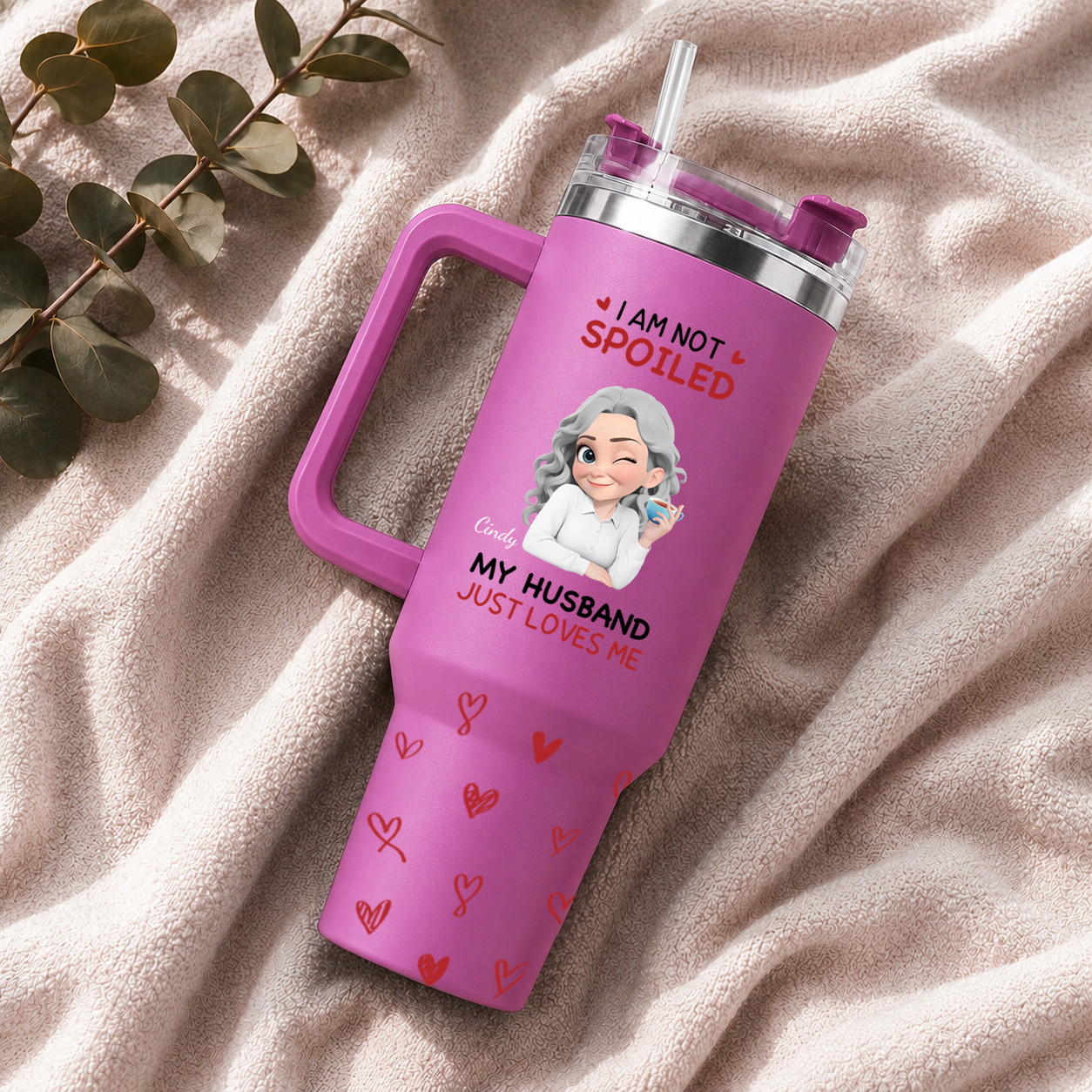 PST231 I'm Not Spoiled My Husband Just Loves Me - Personalized 40oz Tumbler Handle Color