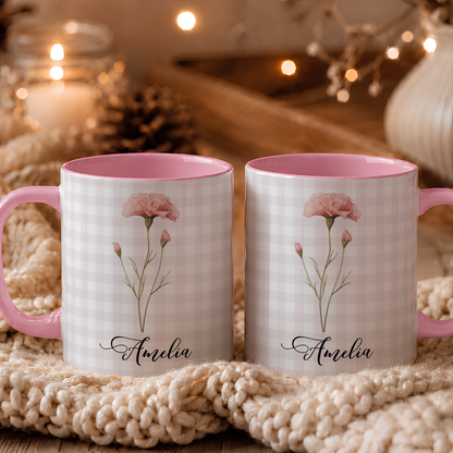 VPST75 Birth Flower Custom Name - Personalized White Mug Accent Mug