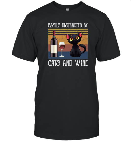 ETT262a Easily Distracted By Cats And Wine