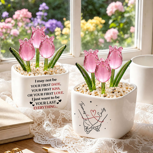 UPST137 Your Last Everything -Personalized  Custom Glass Everlasting Tulips