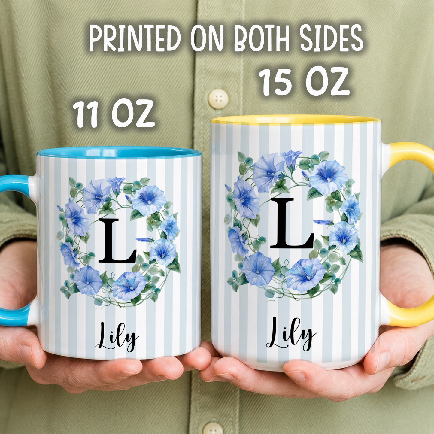 VPST75 Birth Flower Custom Name - Personalized White Mug Accent Mug