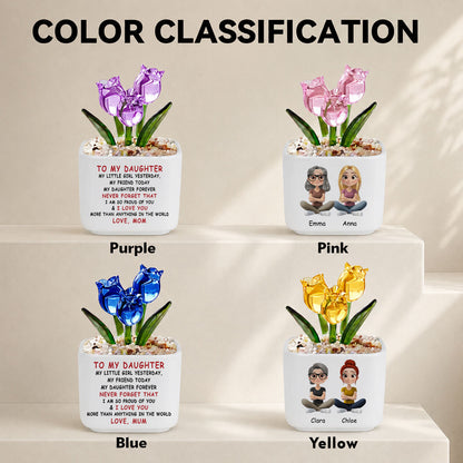 UPST140 To My Daughter I Love You Mom -Personalized  Custom Glass Everlasting Tulips