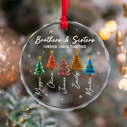 UPST143 Siblings Together Christmas - Personalized Glass Ornament