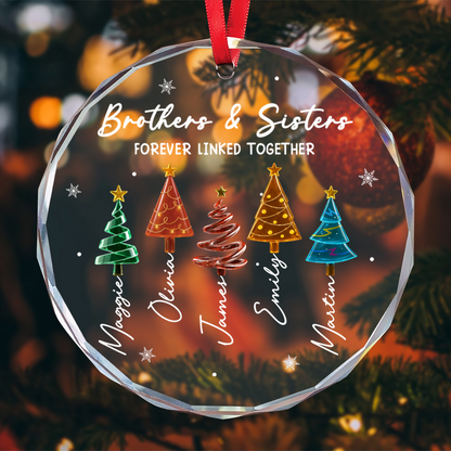 UPST143 Siblings Together Christmas - Personalized Glass Ornament