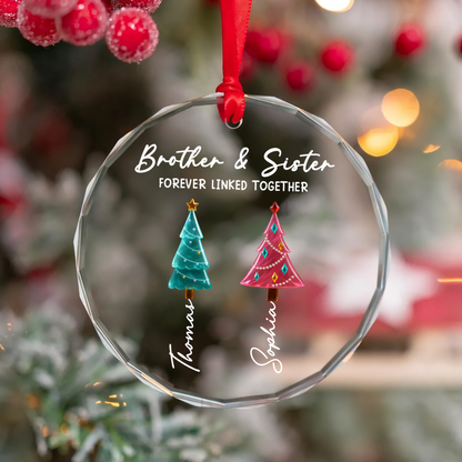 UPST143 Siblings Together Christmas - Personalized Glass Ornament