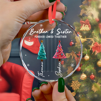 UPST143 Siblings Together Christmas - Personalized Glass Ornament