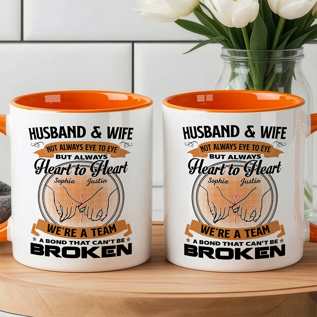 APST11 Husband & Wife We're A Team A Bond That Can't Be Broken - Personalized White Mug Accent Mug
