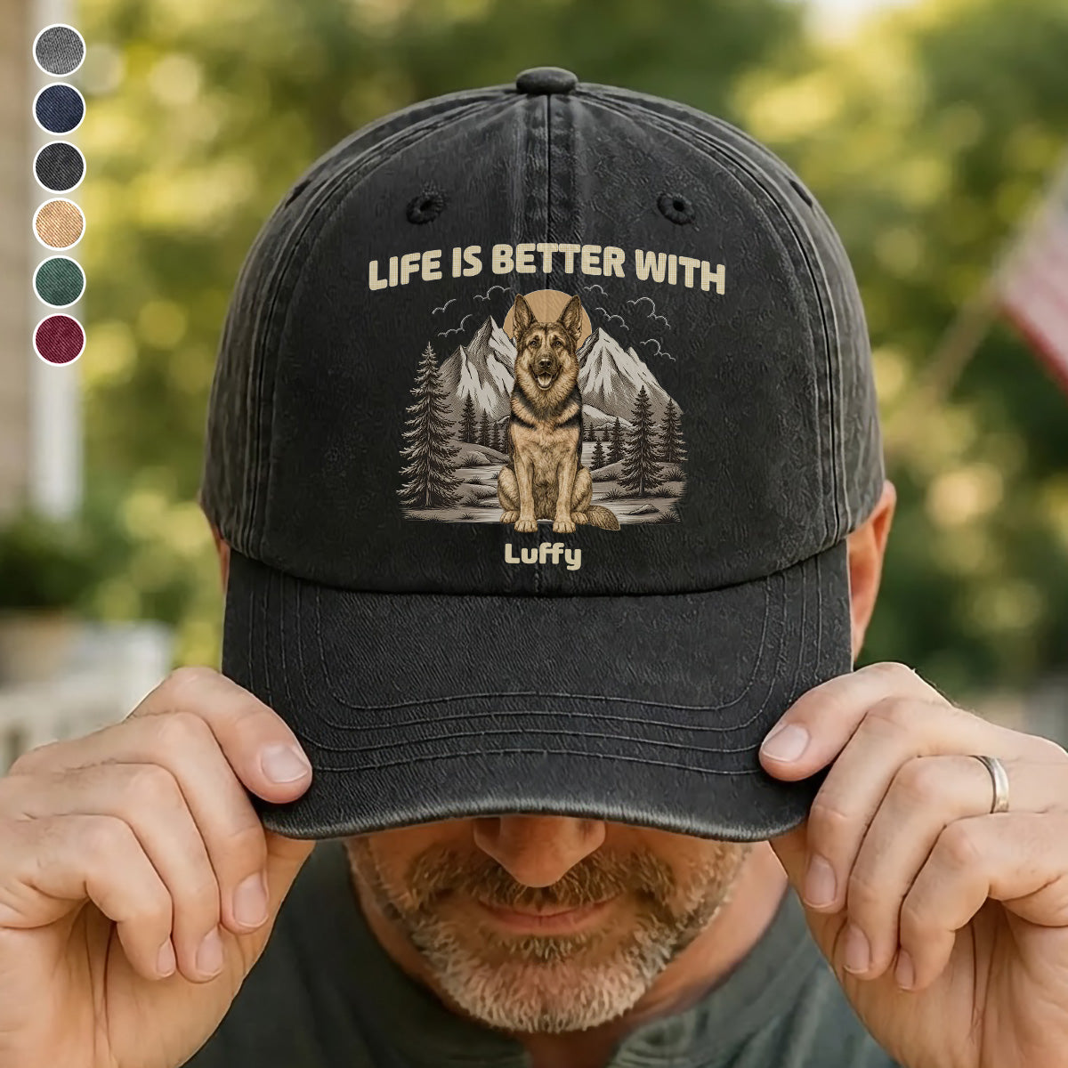 UPST148 Life Is Better With Dogs Vintage Style - Personalized Custom Wash Denim Cap