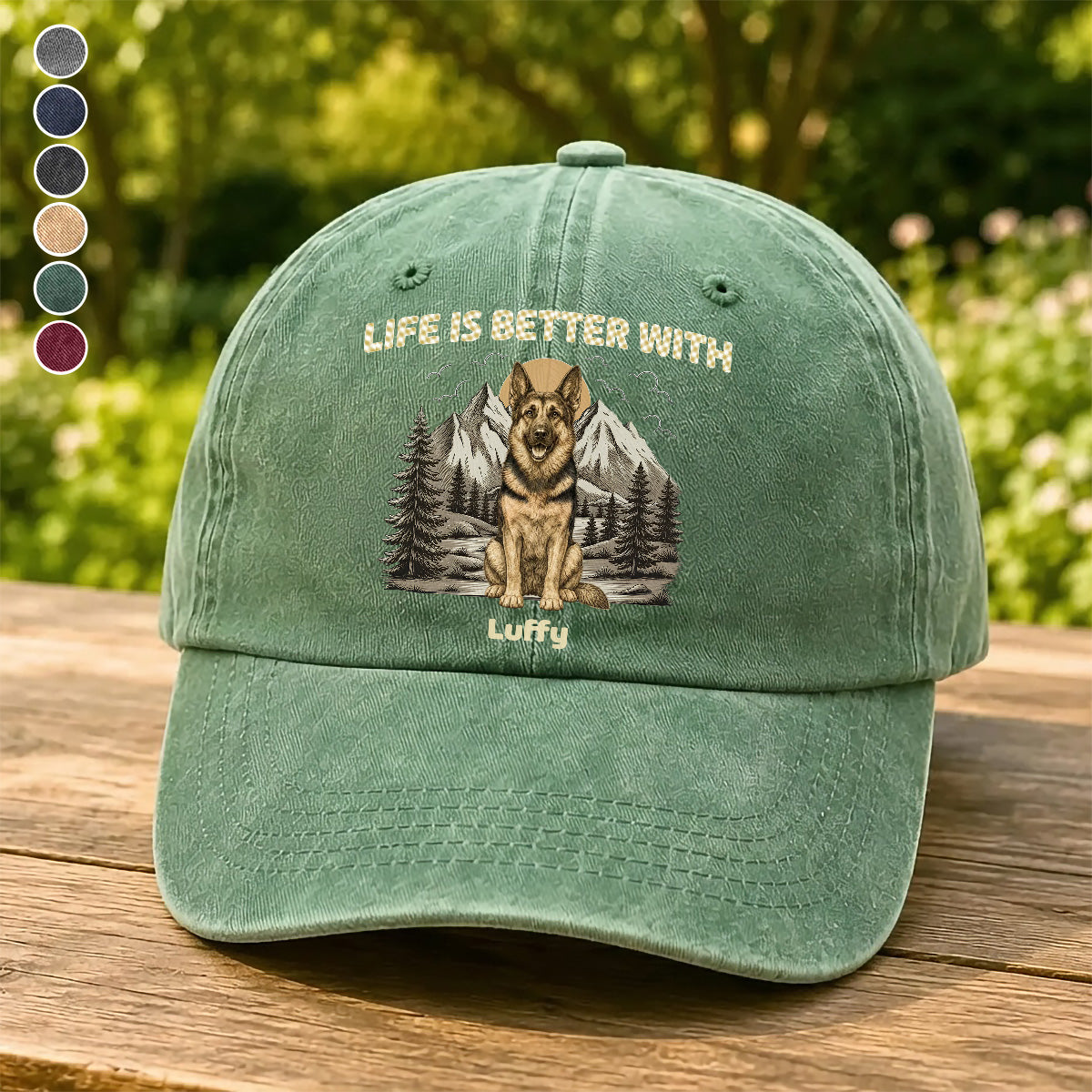 UPST148 Life Is Better With Dogs Vintage Style - Personalized Custom Wash Denim Cap
