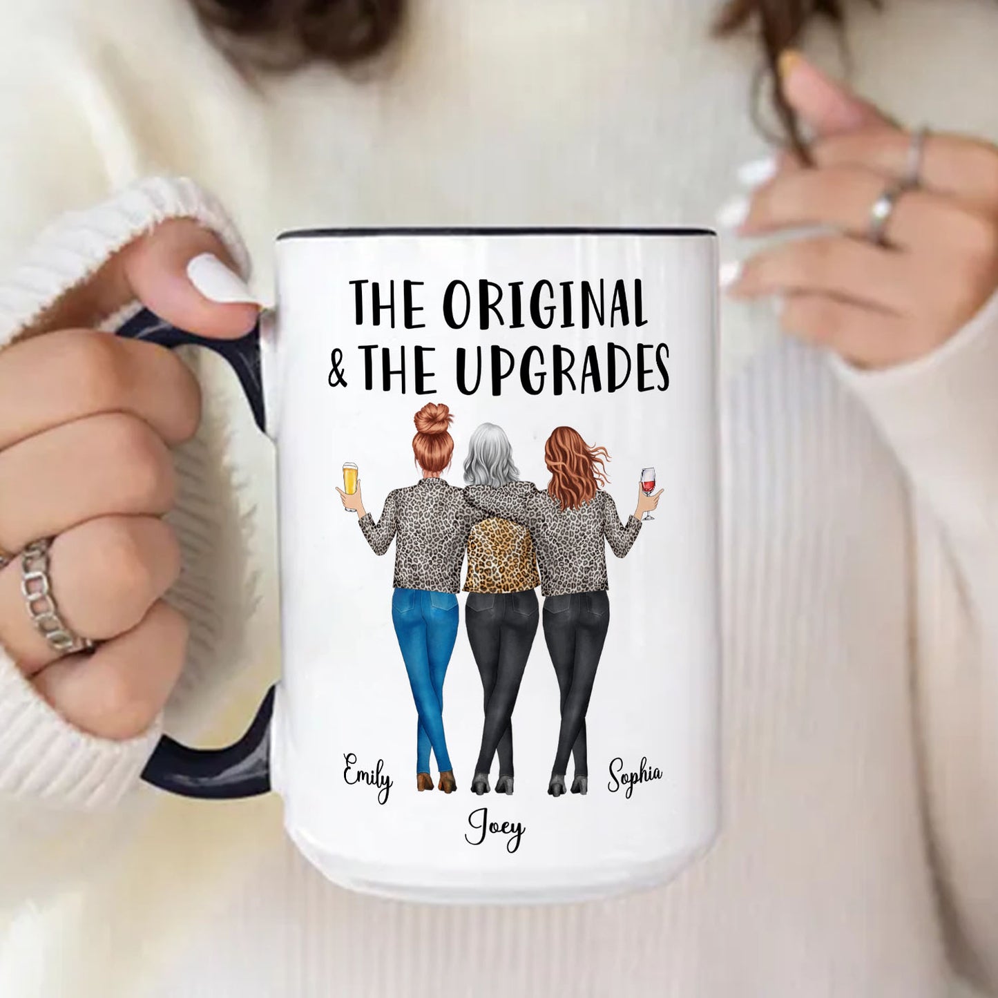 PST146 The Original & The Upgrade - Personalized White Mug Accent Mug