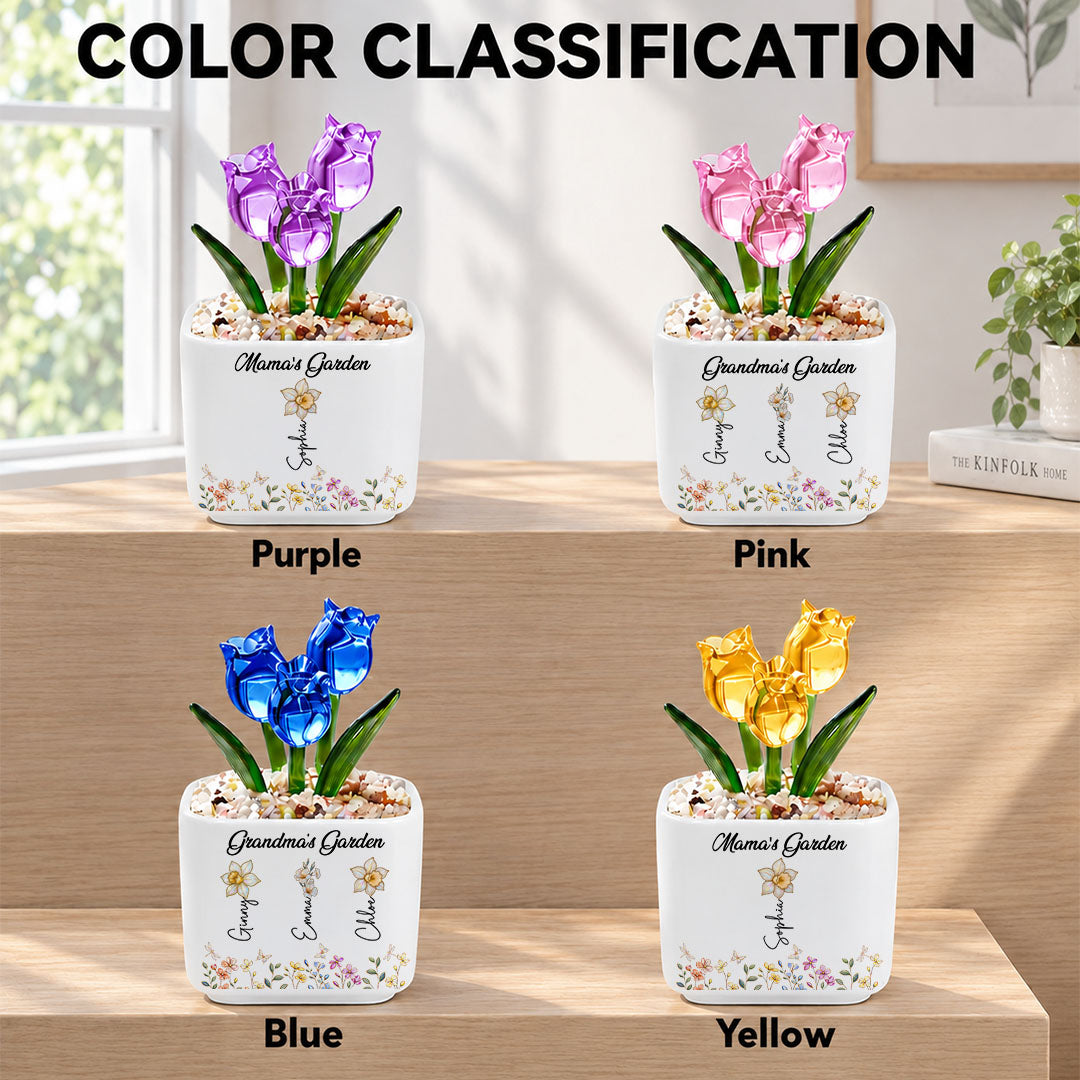 UPST155 Grandma's Garden - Personalized Custom Glass Everlasting Tulips