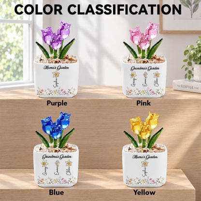 UPST155 Grandma's Garden - Personalized Custom Glass Everlasting Tulips