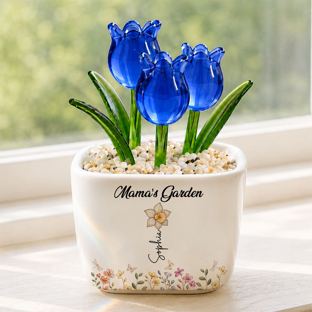 UPST155 Grandma's Garden - Personalized Custom Glass Everlasting Tulips