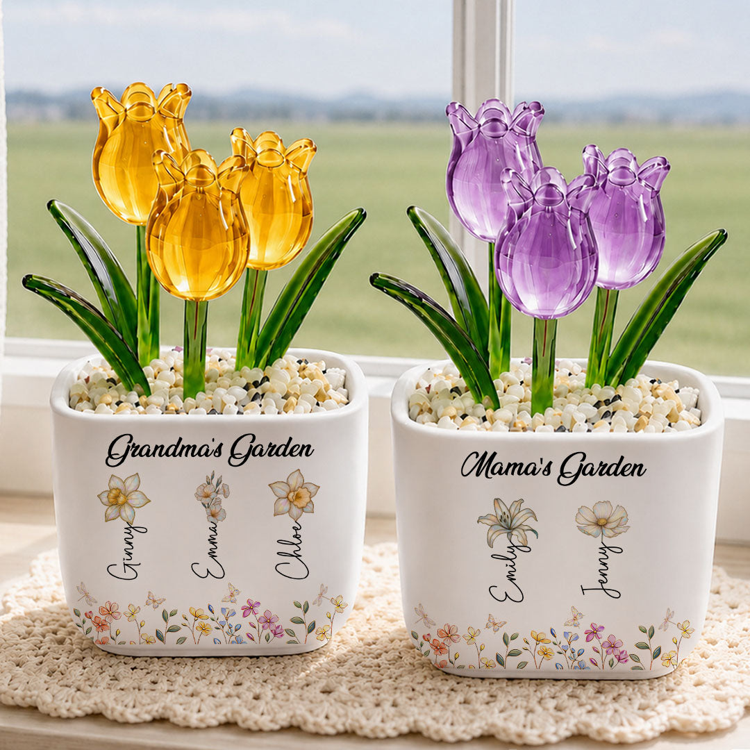 UPST155 Grandma's Garden - Personalized Custom Glass Everlasting Tulips