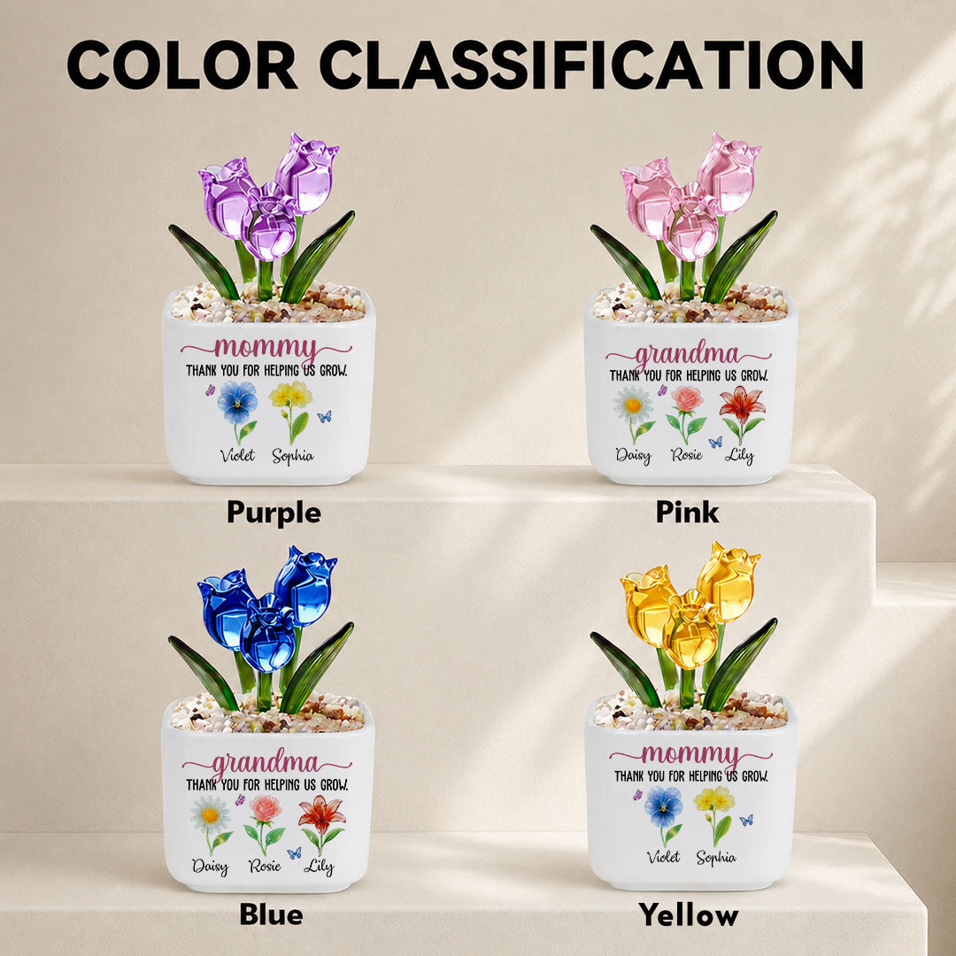 UPST156 Thank You For Helping Me Grow - Personalized Custom Glass Everlasting Tulips