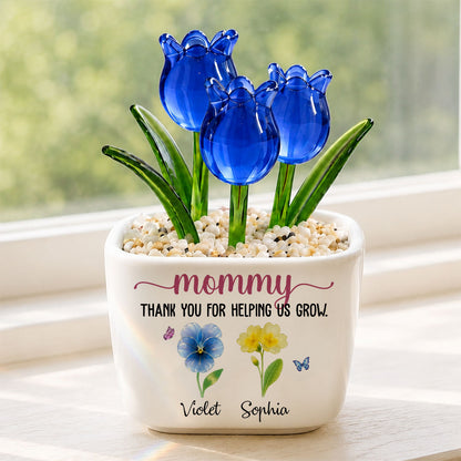 UPST156 Thank You For Helping Me Grow - Personalized Custom Glass Everlasting Tulips