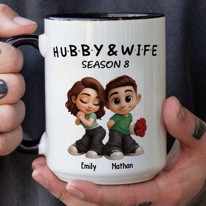 PST128 Hubby and Wifey Rose Couple - White Mug Accent Mug
