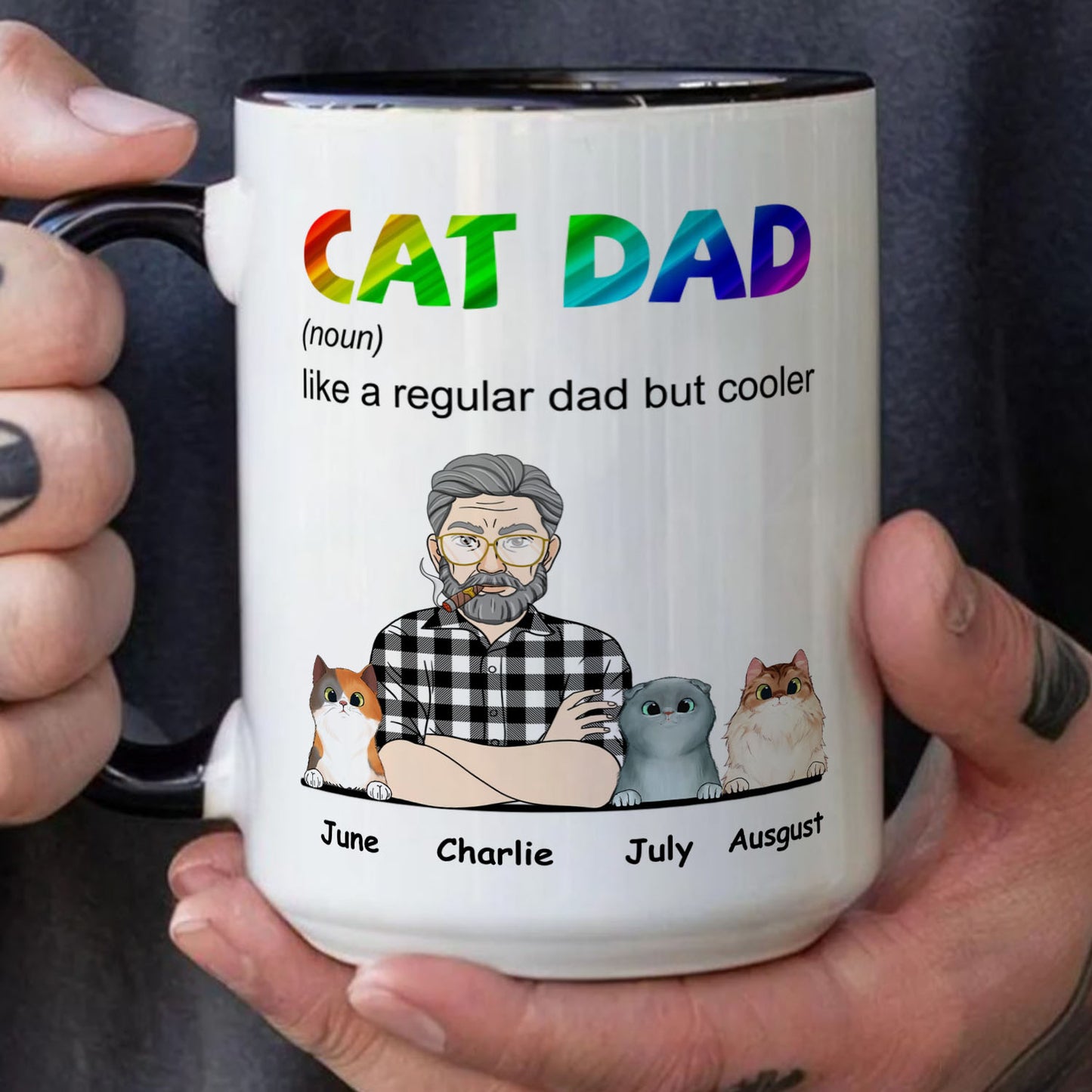 PST111 Cool Cat Dad Definition - White Mug Accent Mug