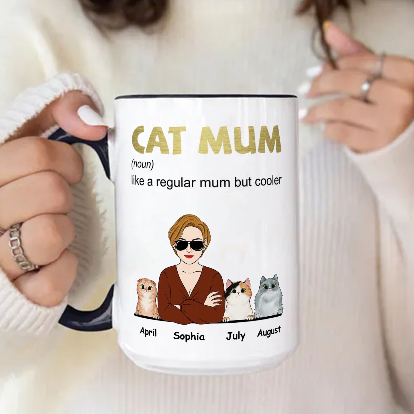 PST110 Cool Cat Mom Definition - White Mug Accent Mug