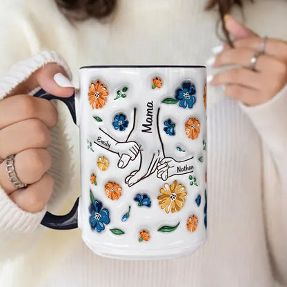 PST136 Hold My Hand 3D Inflated Effect Printed - Personalized White Mug Accent Mug