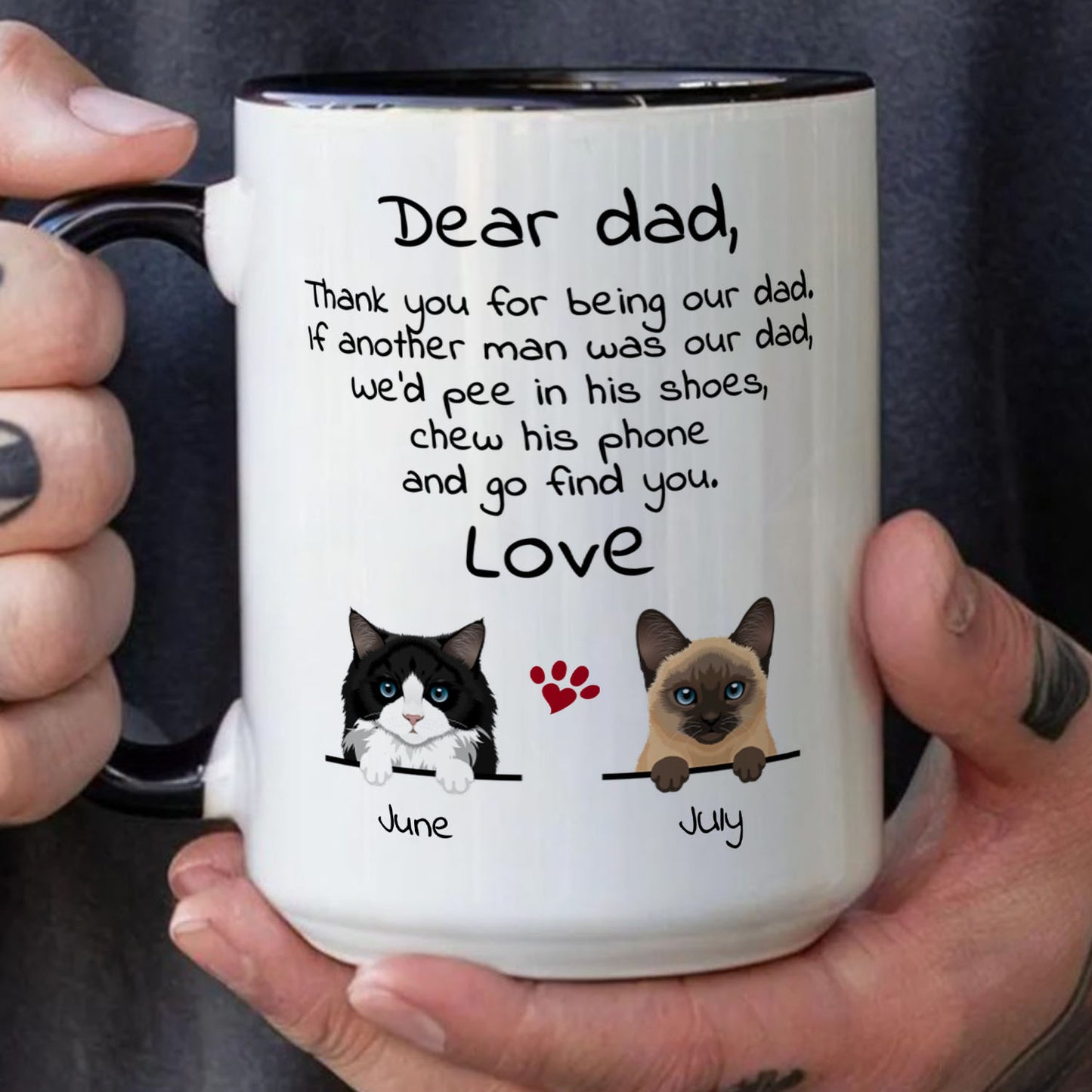 PST92 Dear Cat Dad Cat Mom Cat Parent - White Mug Accent Mug