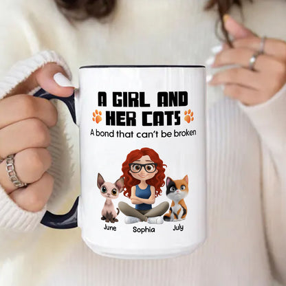 PSTM18 A Woman And Her Cat - White Mug Accent Mug