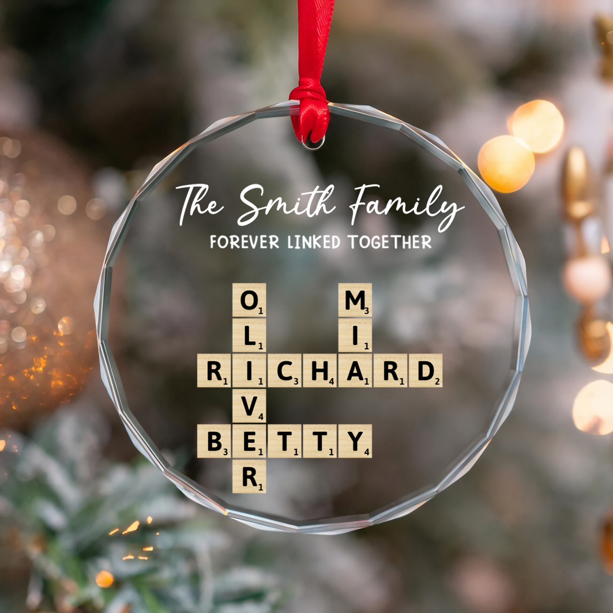 UPST160 Family Forever Linked Together - Personalized Glass Ornament