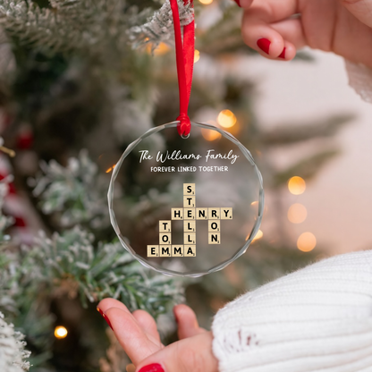 UPST160 Family Forever Linked Together - Personalized Glass Ornament