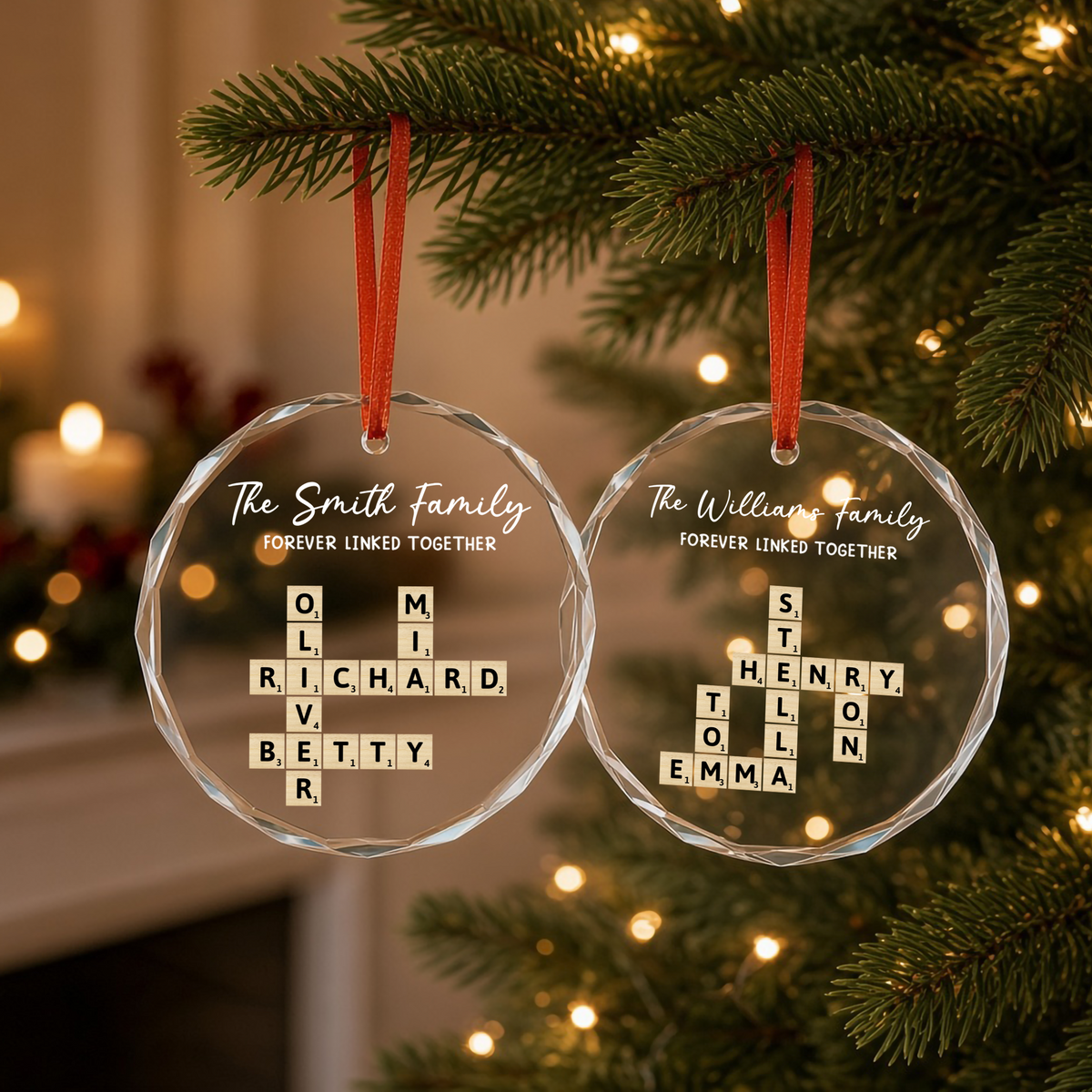 UPST160 Family Forever Linked Together - Personalized Glass Ornament