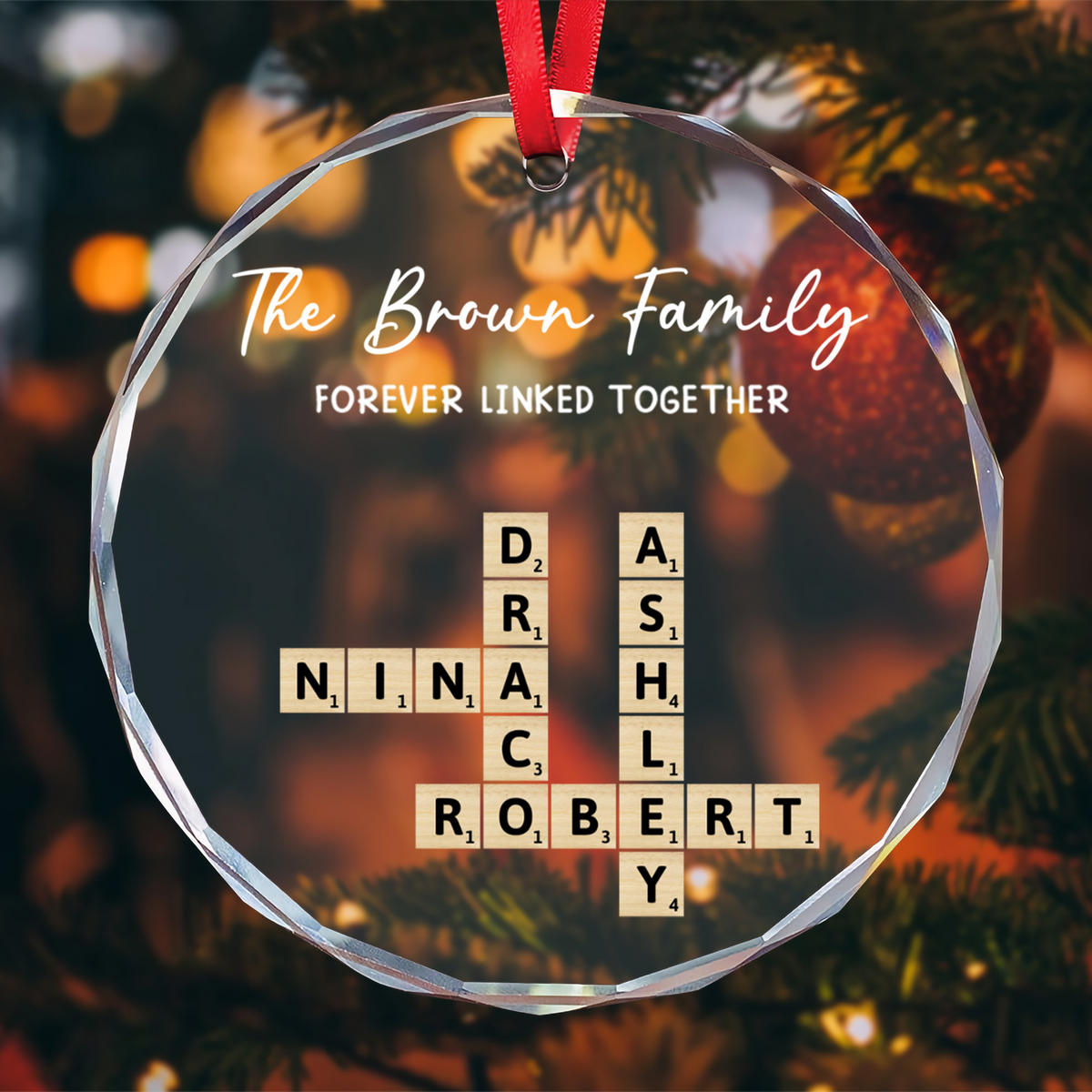 UPST160 Family Forever Linked Together - Personalized Glass Ornament