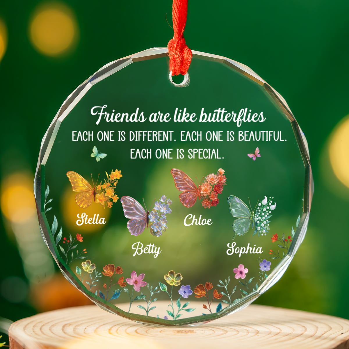 UPST162 Sisters Are Like Butterflies - Personalized Glass Ornament