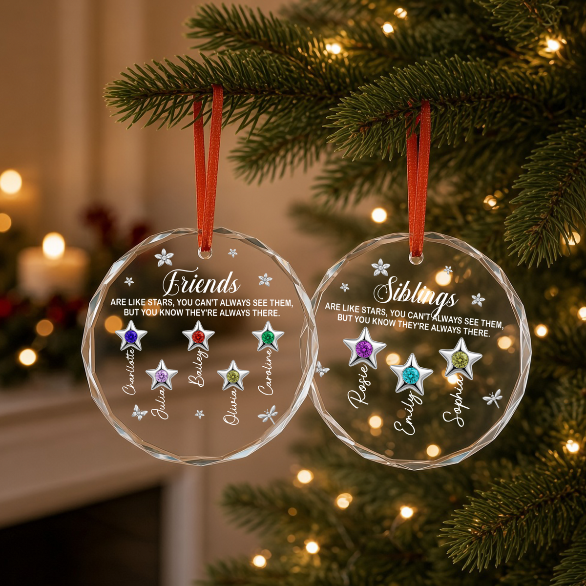 UPST163 Sisters Are Like Stars They're Always There - Personalized Glass Ornament