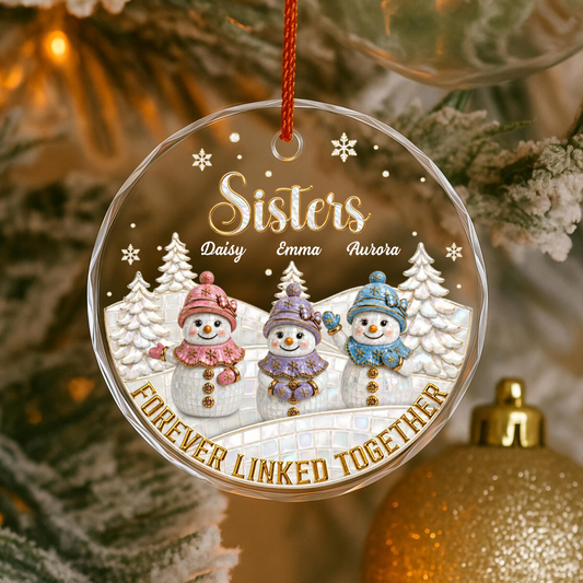 UPST164 Brother Sister Forever Linked Together - Personalized Glass Ornament