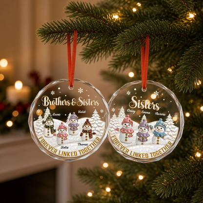 UPST164 Brother Sister Forever Linked Together - Personalized Glass Ornament