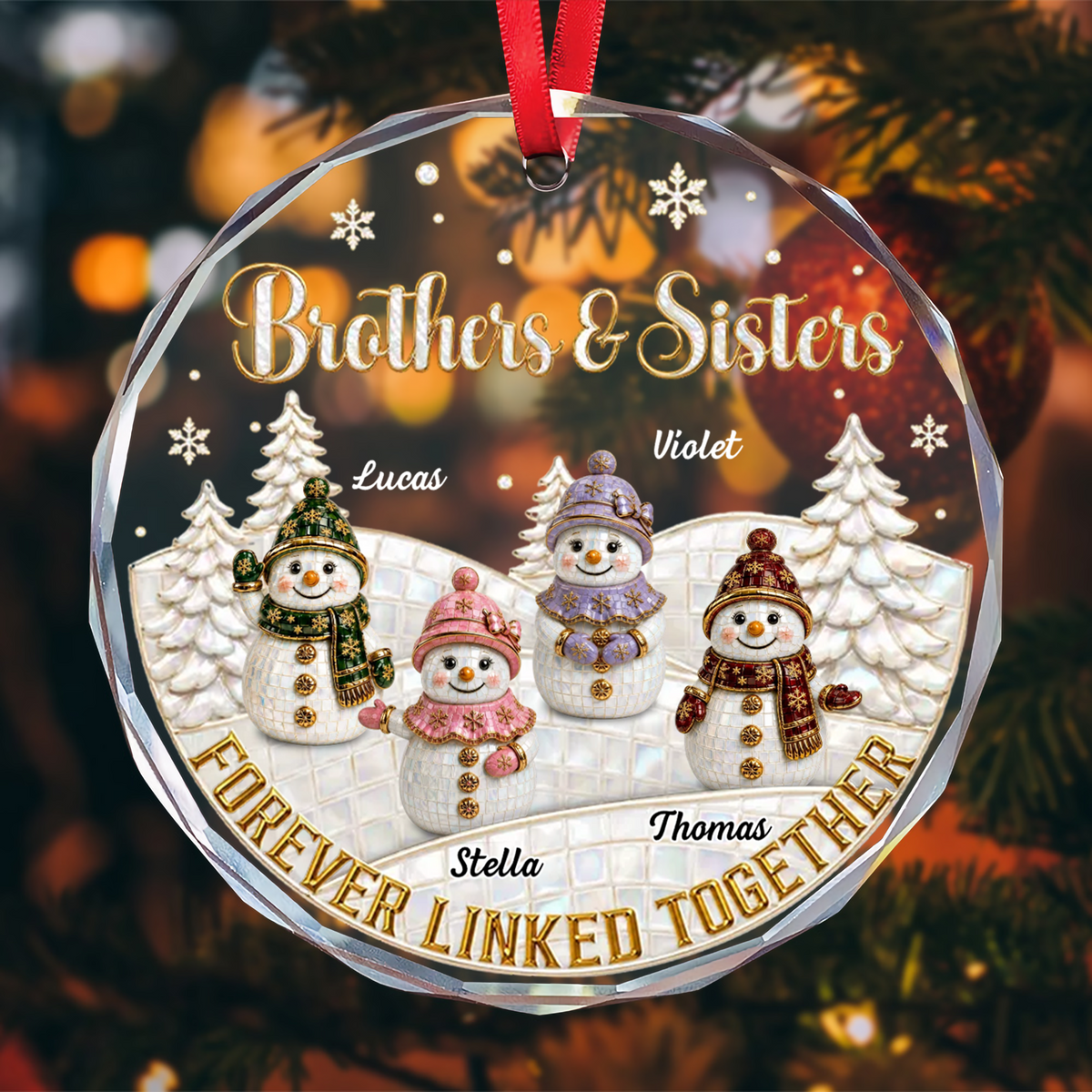 UPST164 Brother Sister Forever Linked Together - Personalized Glass Ornament