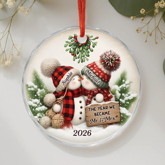 UPST165 The Year We Became Mr & Mrs - Personalized Glass Ornament